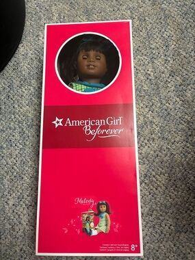 American Girl Melody Doll with Bright Pink Box and Green Outfit